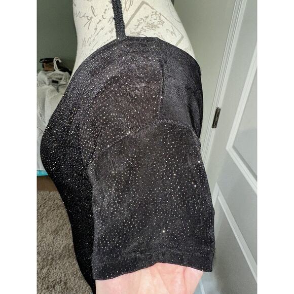 Vintage Novel-Tee Women’s Sz M/L Black Sparkle Sheer T Shirt Shirt Short 90s - Picture 4 of 7